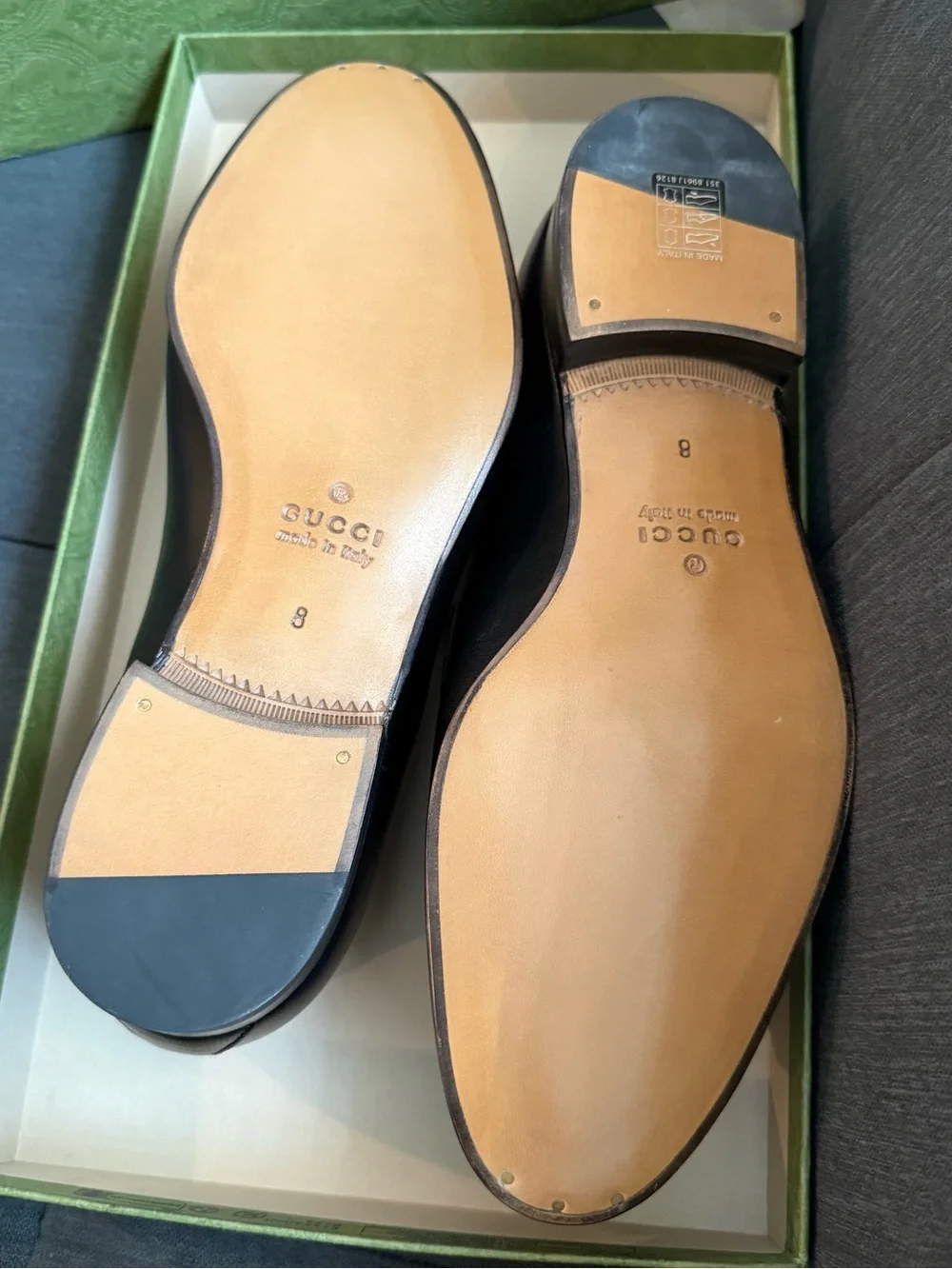 Gucci Black Leather Men’s Horsebit Penny Loafers with Gold Hardware